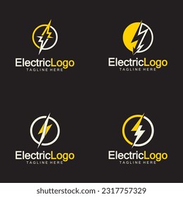 Electric logo design template, isolated on black background