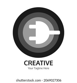 Electric logo with E letter and electric plugs silhoutte