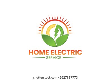 Electric logo. Electrical Power Sun Solar Energy Logo