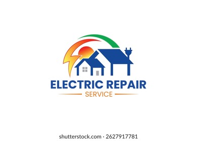 Electric logo. Electrical Power Sun Solar Energy Logo