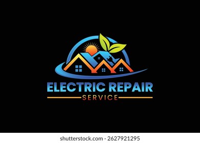 Electric logo. Electrical Power Sun Solar Energy Logo