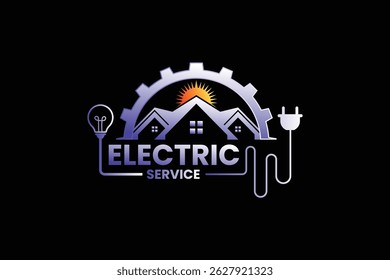 Logotipo elétrico. Eletricidade Energia solar logotipo de energia solar