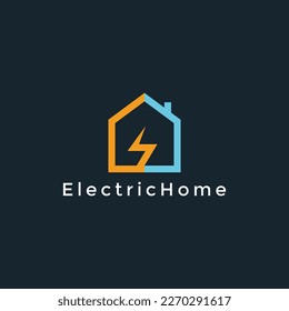 Elektrisches Logo, Haus mit Donner-Bolzenkombination, E-Design-Logo-Vorlage, Vektorgrafik