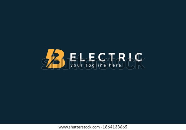 Electric Logo, letter\
B and lightning bolt combination, tunder bolt design logo template,\
vector illustration