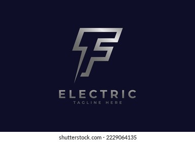 Electric Logo, letter F with thunder bolt combination, electric design logo template, vector illustration