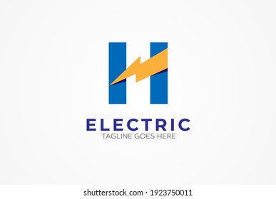 Electric logo, letter H and Thunder bolt combination, tunder bolt design logo template, vector illustration