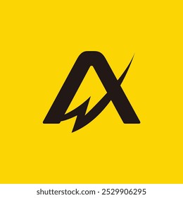 Electric Logo, letter A with lightning bolt icon inside , tunder bolt design logo template, vector illustration