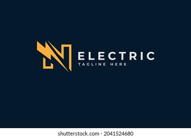 Electric Logo, letter N with lightning bolt combination , tunder bolt design logo template, vector illustration	
