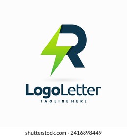 electric logo with letter R combination concept for electric company or corporate technology logo