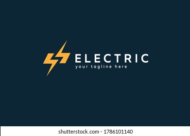 Electric Logo, letter S from negative space lightning bolt , tunder bolt design logo template, vector illustration