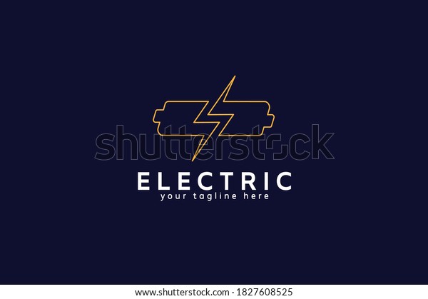 Electric Logo, letter S from negative\
space lightning bolt and battery, vector\
illustration