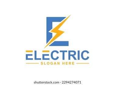 Elektrisches Logo, Leuchtbolzen, Die Logo-Vorlage für das Thunder-Bolzen-Design, Vektorgrafik