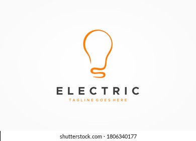 Electric Logo. Linear Hand Drawn Light Bulb with Initial Letter S underside. Usable for Business, Electricity, Industrial and Technology Logos. Flat Vector Logo Design Template Element
