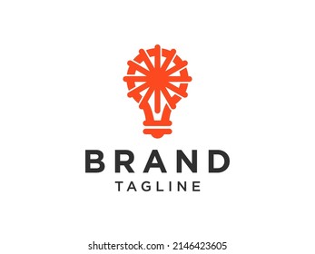 Electric Logo. Linear Light Bulb Icon isolated on White Background. Usable for Business, Electricity, Industrial and Technology Logos. Flat Vector Logo Design Template Element.
