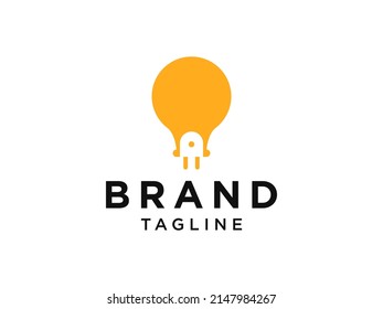 Electric Logo. Linear Light Bulb with Plug Icon Combination isolated on White Background. Usable for Business, Electricity, Industrial and Technology Logos. Flat Vector Logo Design Template Element
