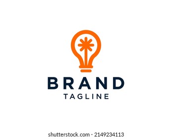 Electric Logo. Linear Light Bulb with Line inside. Usable for Business, Electricity, Industrial and Technology Logos. Flat Vector Logo Design Template Element.

