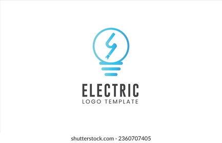 Electric Logo. Linear Light Bulb with Plug Icon Combination isolated on White Background. Usable for Business, Electricity, Industrial and Technology Logos.