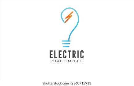 Elektrisches Logo. Lineare Lichtbrücke mit Plug-Icon-Kombination einzeln auf weißem Hintergrund. Für Logos für Unternehmen, Strom, Industrie und Technologie geeignet.