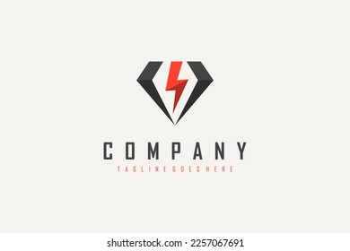 Logotipo eléctrico. Tornillo rojo flash con el Orgullo Escudo de Diamantes aislado en fondo blanco. Usable para recursos empresariales, industriales y tecnológicos. Elemento de plantilla de diseño de logotipo de vectores planos.