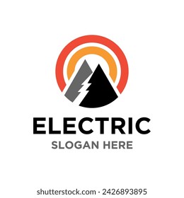 electric logo, solar energy logo design vector illustration