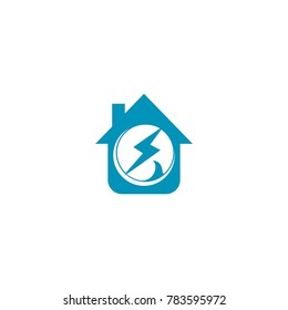 Electric Logo, Symbol of power and Lightning. Flat Blue Icon Isolated on White Background. Vector illustration.
