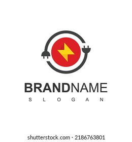Electric Logo using Bolt And Circle Plug Icon