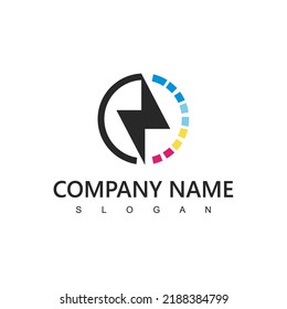 Electric Logo using Bolt And Circle Battery Bar Icon