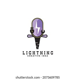 electric logo vector illustration template design, lightning logo and podcast logo template