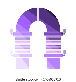 Electric Magnet Icon. Flat Color Ladder Design. Vector Illustration.
