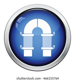Electric magnet icon. Glossy button design. Vector illustration.