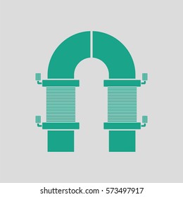 Electric magnet icon. Gray background with green. Vector illustration.
