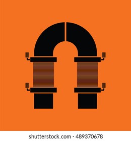 Electric magnet icon. Orange background with black. Vector illustration.
