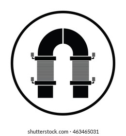 Electric magnet icon. Thin circle design. Vector illustration.