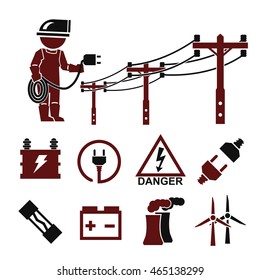 electric man icons set