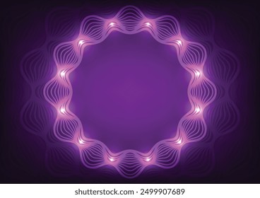 Electric mandala flower neon purple technology background. vector illustration.