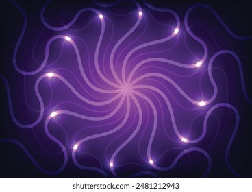 Electric mandala net neon purple technology background. vector illustration.