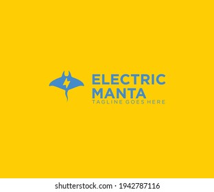 Electric of  Manta Ray logo design elegant