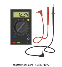 Electric measuring tools. Digital multimeter. Vector illustration in realistic style isolated on white background