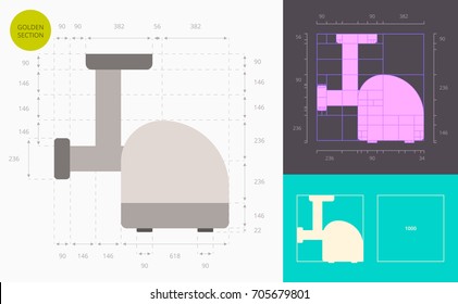 electric meat grinder color icon (golden section)