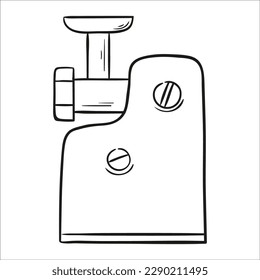 Molino eléctrico de carne. Ilustración vectorial dibujada por mano