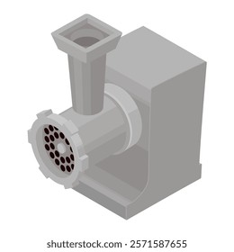 Electric meat grinder - hand drawn isometric vector illustration.