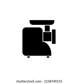 Electric meat grinder icon. Black silhouette. Isolated vector illustration on white background.