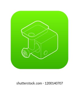 Electric meat grinder icon green vector isolated on white background