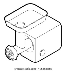 Electric meat grinder icon in outline style on a white background vector illustration