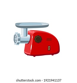 Electric meat grinder, modern domestic mincing machine. Vector illustration flat cartoon icon isolated on white background.