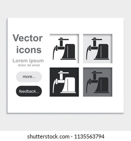 Electric meat grinder placed on web page template flat vector icon.
