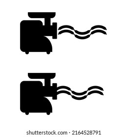 Electric meat grinder with sausage. Black silhouette. Isolated vector illustration on white background.