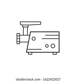 Electric meat grinder thin line icon. Kitchen household appliances editable stroke outline vector symbol. Electrical meat mincer linear sign isolated on white background