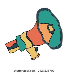 Electric megaphone isolated in retro element. Megaphone on a colorful creative. Hand Drawn retro style
