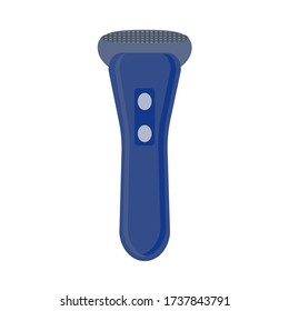 Electric men's razor isolated on white background. The classic razor is drawn in a cartoon style. Vector illustration of flat shaving accessories.